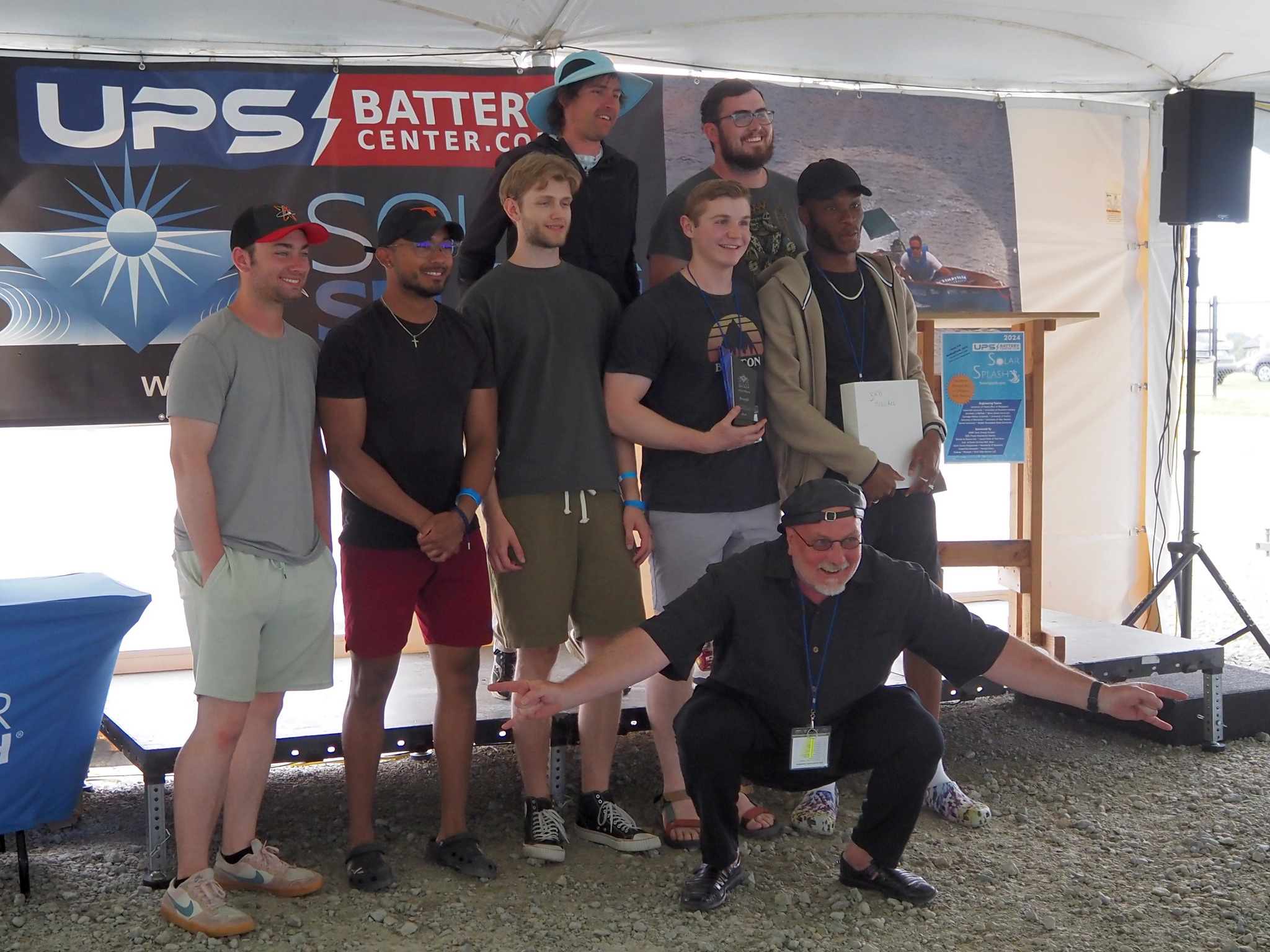 photo: Peter Vorobieff with the 2024 Solar Splash team at the competition in Ohio.