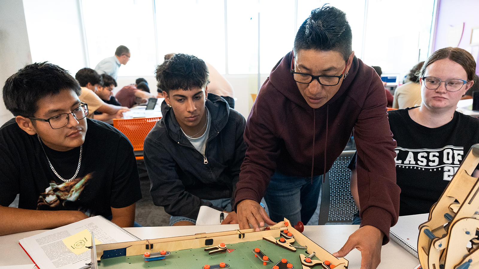 photo: associate professor Christina Salas working with students