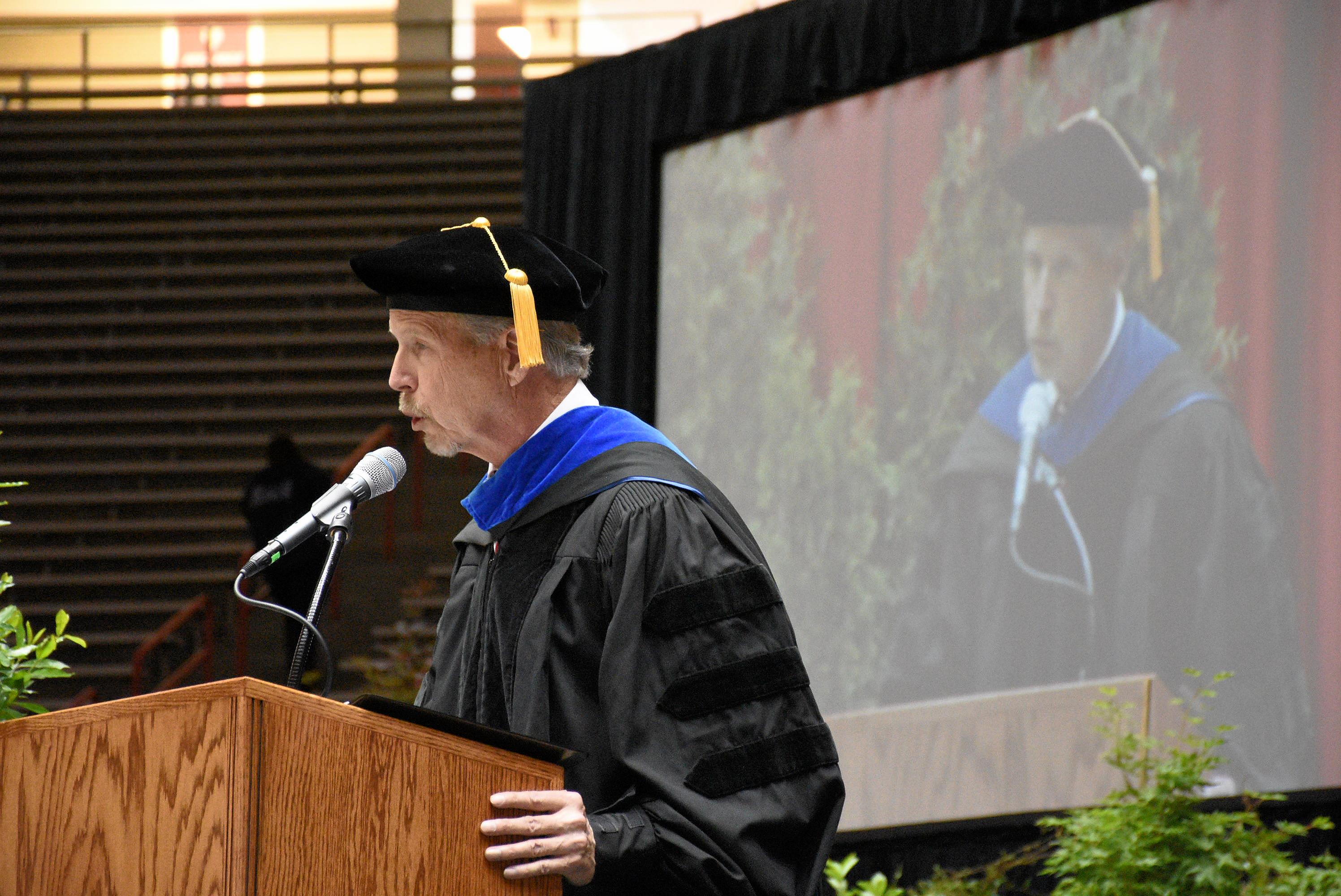 photo: Charles Fledderman speaking at School of Engineering’s Convocation